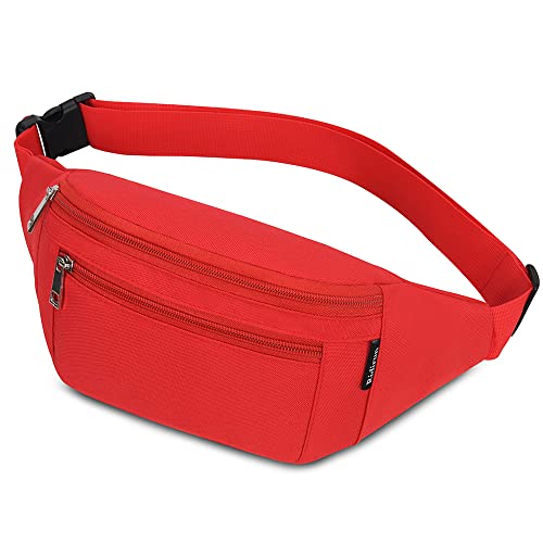 Bauchtasche Gürteltasche Hüfttasche Sport für Damen und Herren Wasserdicht Bauchtasche Doggy Bag Outdoor Groß Handytasche Umhängetasche Camping Wandern Fitness Fahrrad Running (Rot) von Ridirun