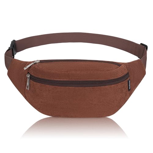 Bauchtasche Herren und Damen stylische Gürteltasche für maximalen Stauraum 3 Fächer jeweils mit Reißverschluss für alle Aktivitäten geeignet Reise (Braun) von Ridirun
