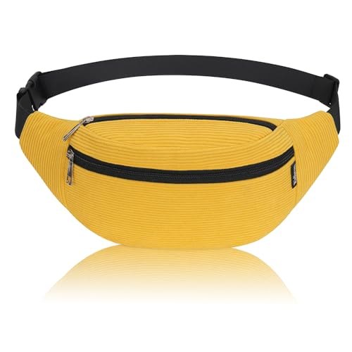 Bauchtasche Herren und Damen stylische Gürteltasche für maximalen Stauraum 3 Fächer jeweils mit Reißverschluss für alle Aktivitäten geeignet Reise (Gelb) von Ridirun