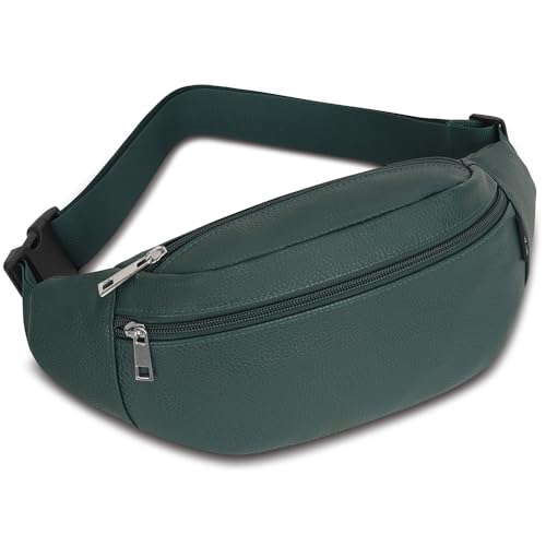 Bauchtasche Hüfttasche Herren Damen PU Leder Gürteltasche Sport Bum Hip Bag Männer Frauen Waist Fanny Pack für Reise Wandern Hundetraining Outdoor (Grün) von Ridirun