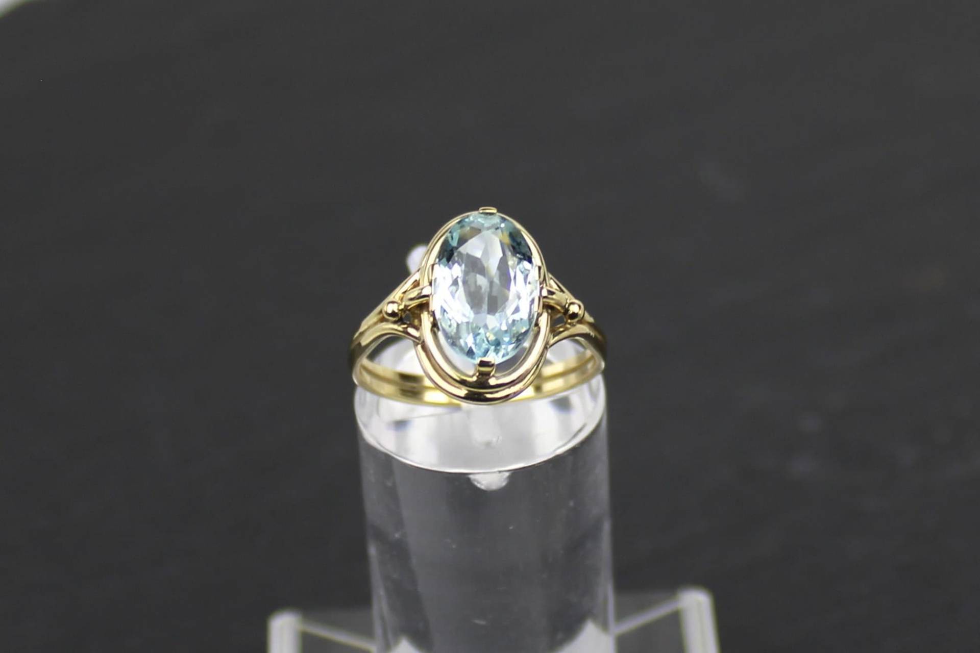 Antiker Aquamarin-Goldring, 585Er Gelbgold, 1930 | Antique Aquamarine Gold Ring, 585 Yellow Gold, 1930S von RiedAntik