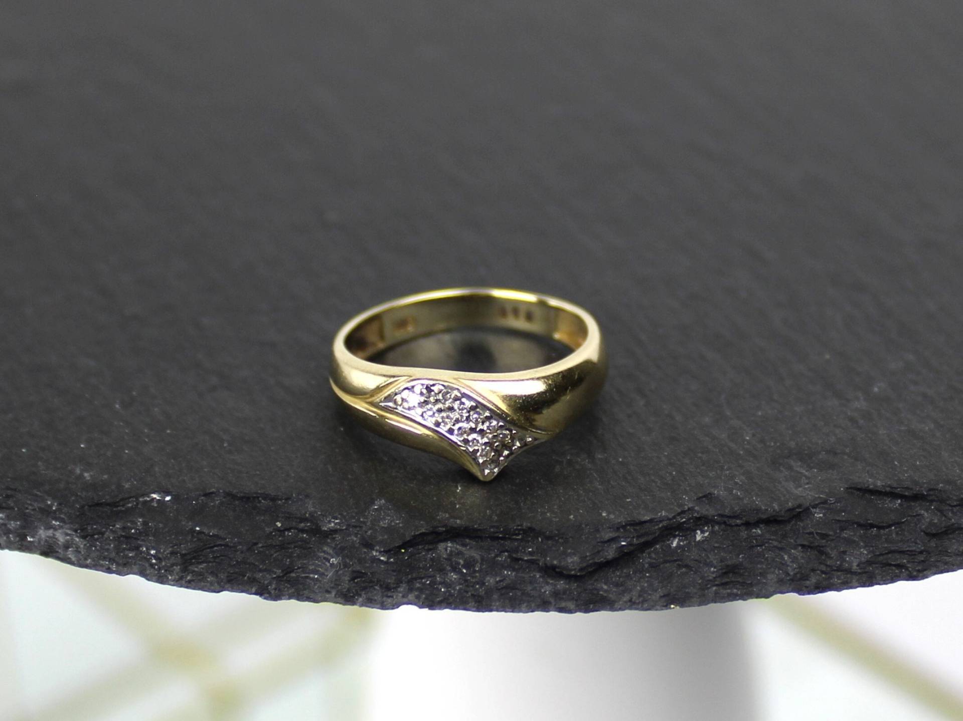 Brillantring, Goldring, 585Er Gelbgold, 14 Diamanten | Brilliant Cut Diamond Ring, Diamonds, 14K Gold von RiedAntik