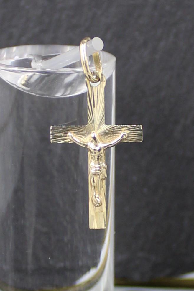 Christus Kreuzanhänger, Goldanhänger Aus 585Er Gelbgold, 14 Karat | Gold Cross Pendant, Jesus Christ, 14K Gold von RiedAntik