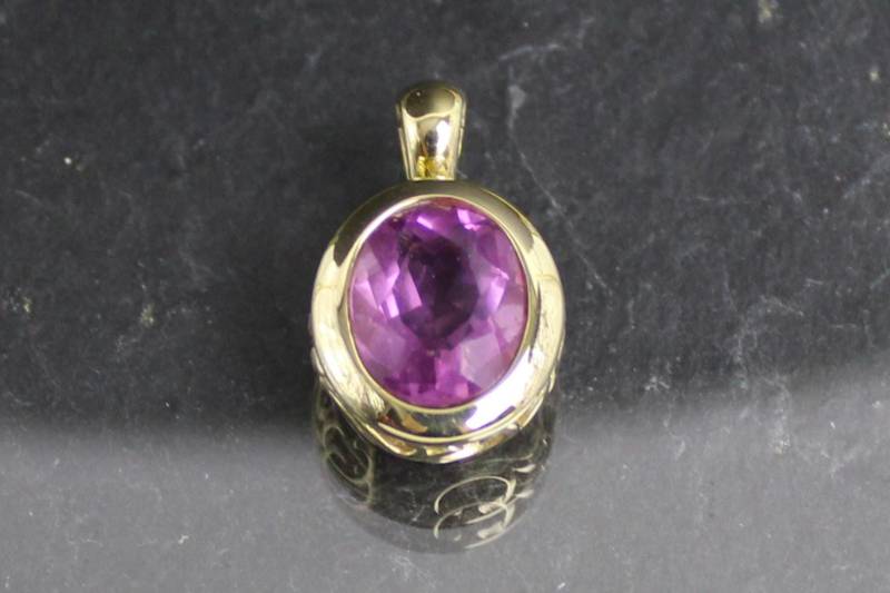 Fluorit Goldanhänger, Kettenanhänger, 375Er Gelbgold, 9 Karat | Fluorite Gold Pendant, 9K Gold von RiedAntik