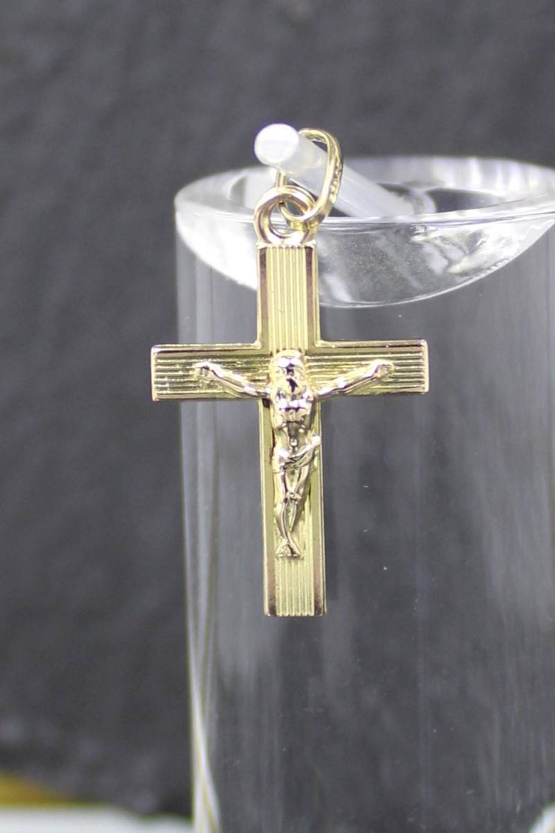 Goldkreuz, Kreuzanhänger, Christus Am Kreuz, 333Er Gelbgold | Gold Cross Pendant, Jesus Christ, 8K Gold von RiedAntik
