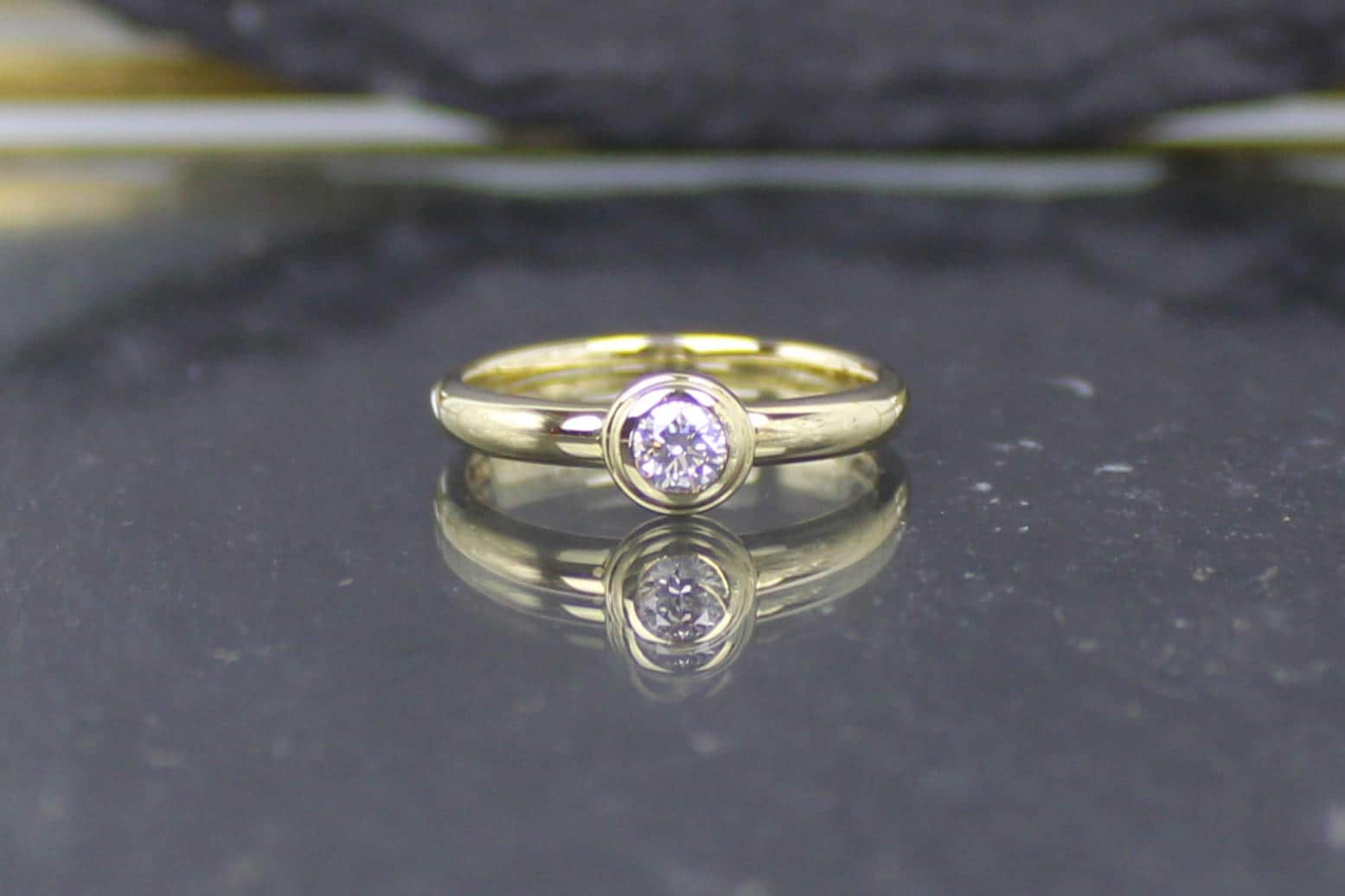 Goldring, Brillantring, 375Er Gold, Australien, 0.20 Ct. Diamant | Gold Ring, Diamond 9K Australia, Diamond von RiedAntik