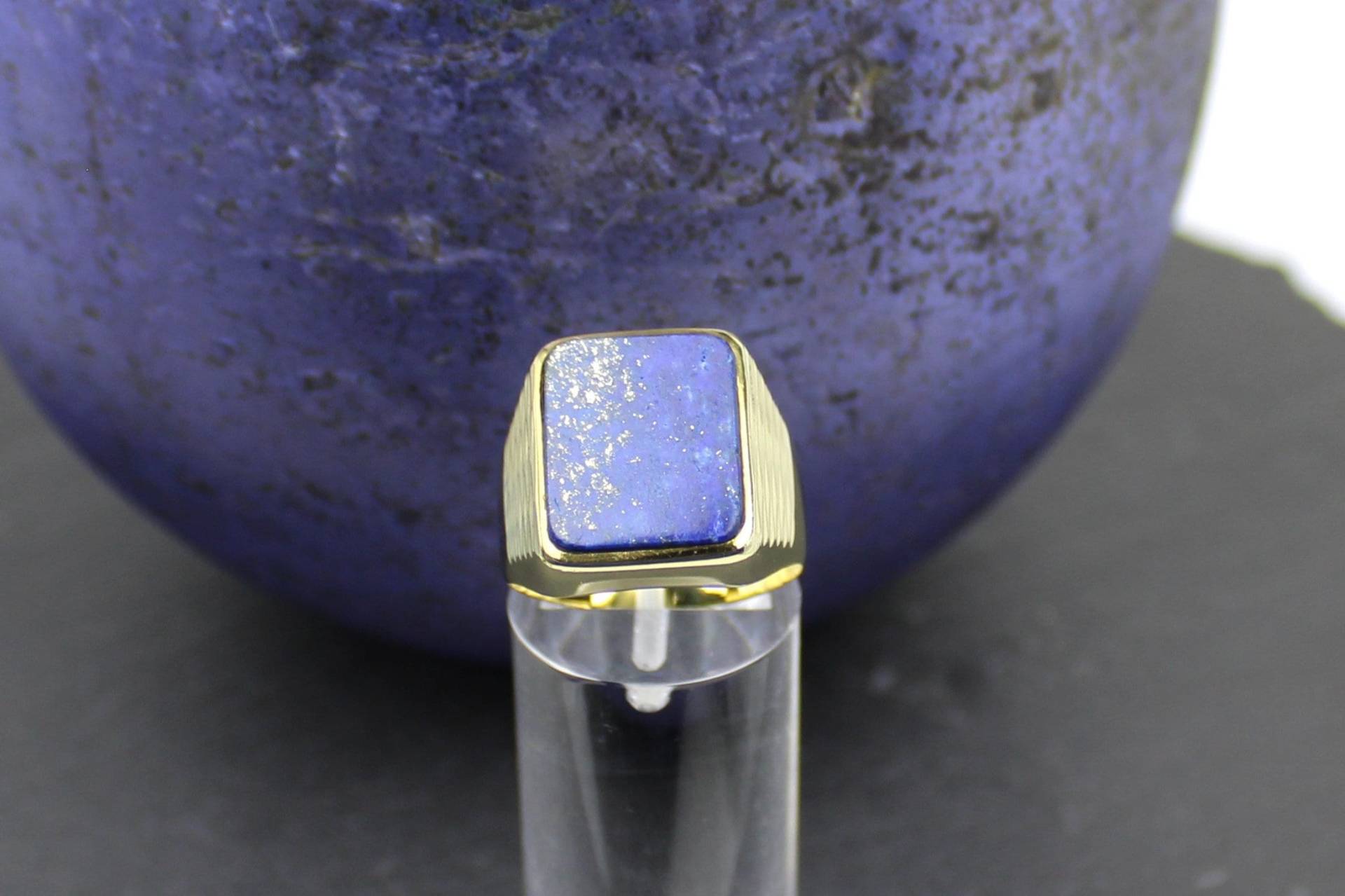 Herrenring, Lapislazuli-Goldring Aus 333Er Gelbgold | Men's Ring, Lapis Lazuli Gold Ring Made Of 333 Yellow Gold von RiedAntik