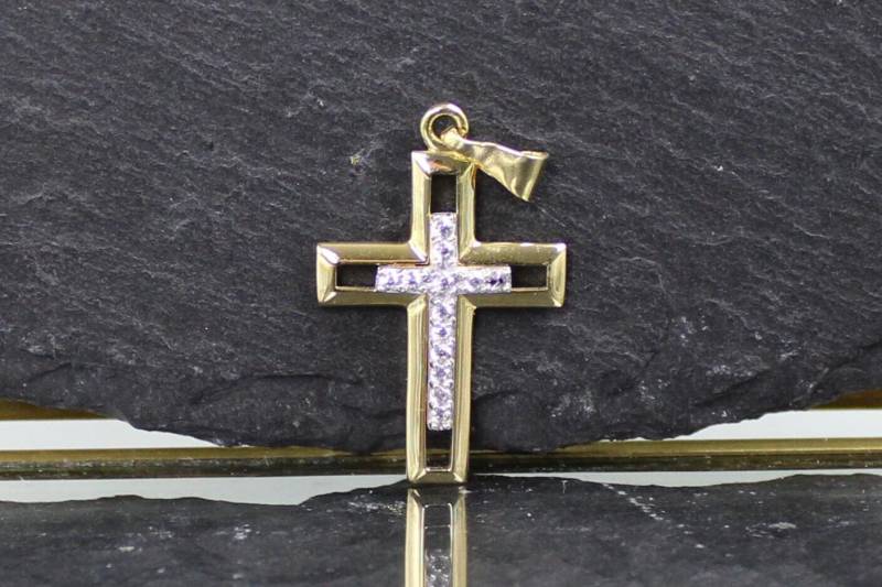 Kreuzanhänger, Goldanhänger, 333Er Gelbgold, 8 Karat | Cross Pendant, Gold 333 Yellow Gold, Carat von RiedAntik