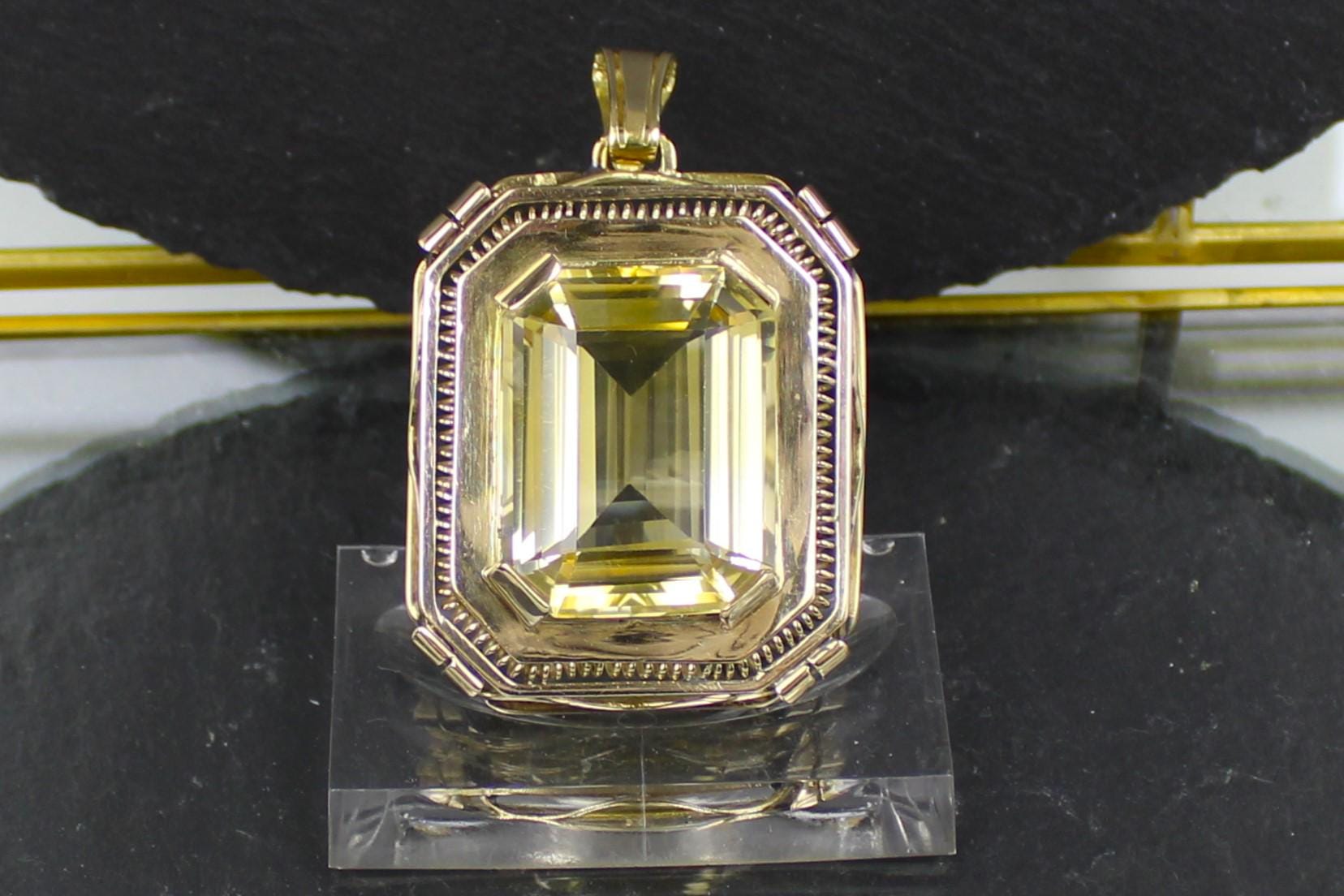 Prachtvoller Citrin-Goldanhänger, 585Er Gelbgold, 38.90 Ct. | Magnificent Citrine Gold Pendant, 14K Yellow Gold, Ct von RiedAntik