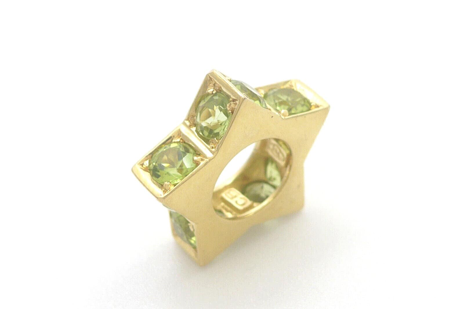 Stern-Anhänger, 750Er Gelbgold, 10 Peridote, 18 Karat | Star Pendant, 750 Yellow Gold, Peridots, 18K von RiedAntik