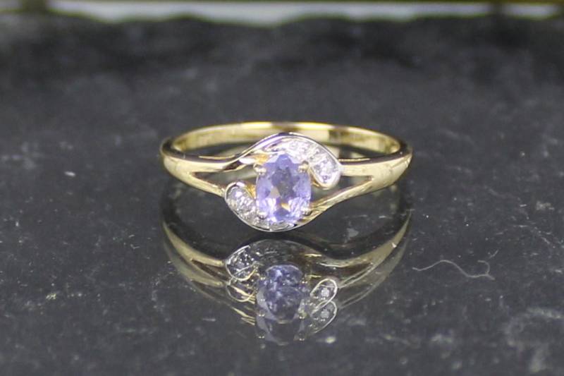Tansanit-Diamant Goldring Von Harry Ivens, 585Er Gelbgold | Tanzanite Diamond Gold Ring By 14K Yellow Gold von RiedAntik