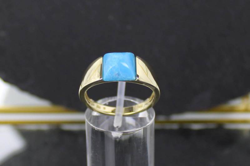 Türkis-Goldring, 375Er Gelbgold, 9 Karat, Mit Ringetui | Turquoise Gold Ring, 9K Gold Türkis-Goldring, 375Er Gelbgold, 9 Karat, Mit Ringetui | Turquoise Gold Ring, 9K Gold von RiedAntik