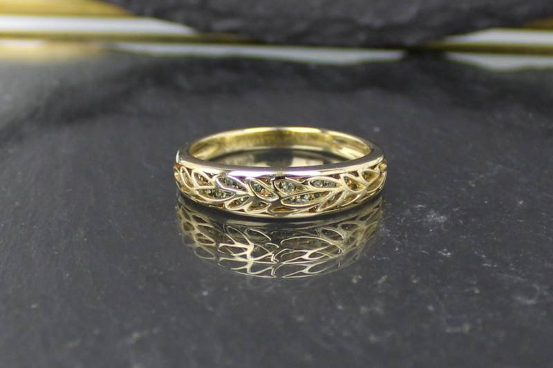 Turmalin-Goldring Aus 375Er Gelbgold, 9 Karat | Green Tourmaline Gold Ring in 9K Gold von RiedAntik
