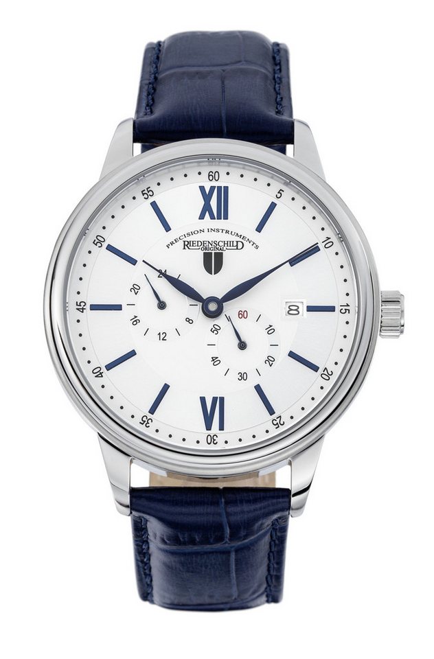 Riedenschild Automatikuhr RS7606-04 Herrenuhr – Silbern mit blauem Lederband, 42 mm RS7606-04 von Riedenschild