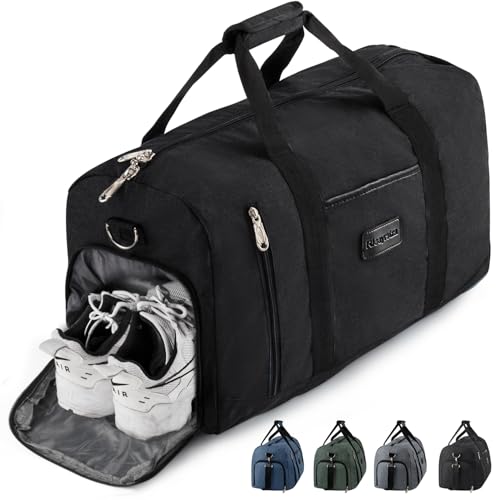 Rieeyrslza Sporttasche mit Schuhfach Reisetasche für Damen und Herren Große Wasserdicht Fitnesstasche Fitness Trainingstasche Handgepäck Tasche mit Schulterriemen (Schwarz o1) von Rieeyrslza