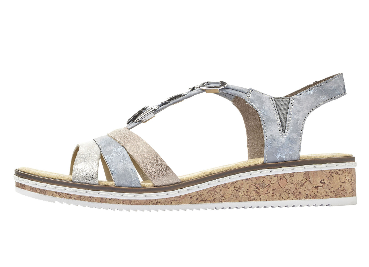 Rieker, modische Damen-Sandalen, mit Gummizug, Bleu-Silber, Größe 41 von Rieker