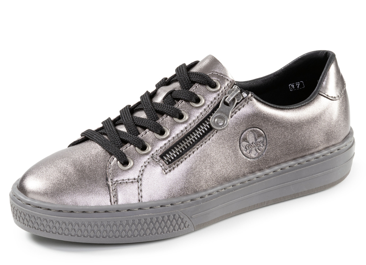Rieker, modische Damen-Sneaker, mit Reißverschluss, Altsilber, Größe 40 von Rieker