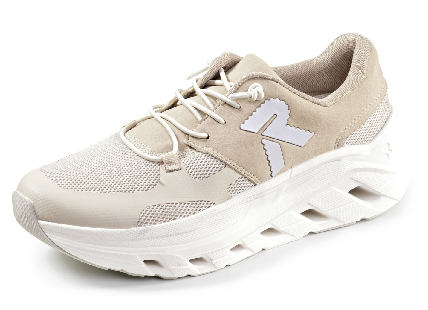 Rieker, sportive Damen-Sneaker, Weite G, mit herausnehmbarem Fußbett, Hellbeige, Größe 37 von Rieker