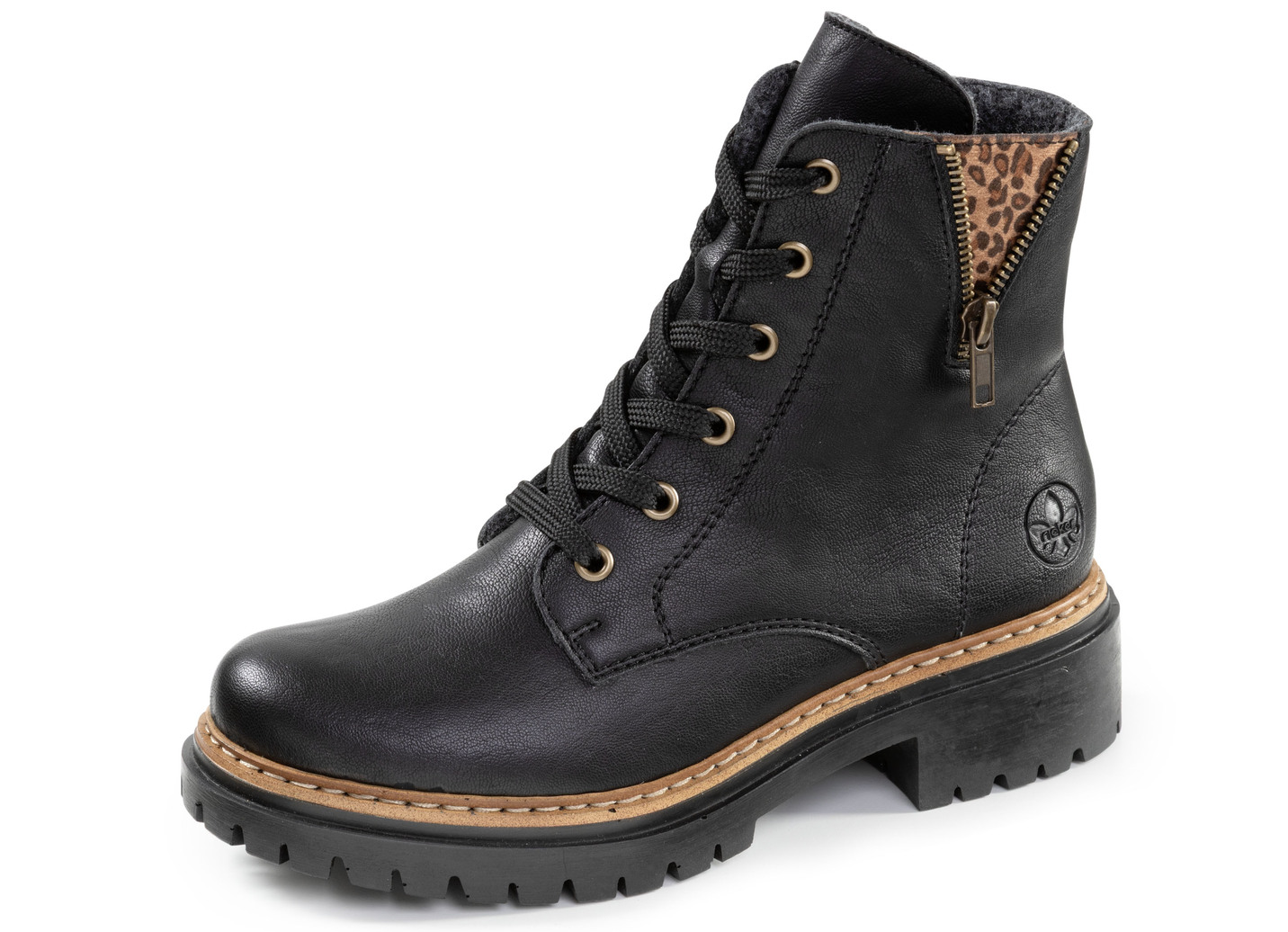 Rieker, trendige Damen-Stiefeletten, Winterschuhe, mit Reißverschluss, Schwarz-Braun, Größe 39 von Rieker