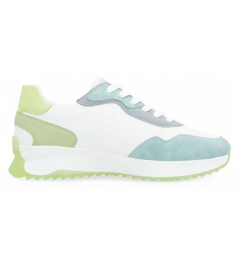Rieker (Glattleder) W1308 weiss/blau/lime Damen Sneaker von Rieker
