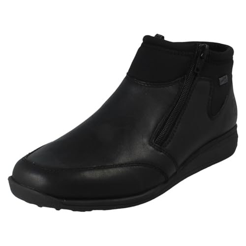 Rieker 47270 Damen-Stiefelette mit Doppelreißverschluss, extra breit, mit Fleece gefüttert, Schwarz , 5 UK X-Wide von Rieker