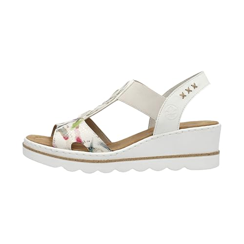 Rieker 67498 Damen Offwhite Multi Slip On Gepolsterte Keilsandalen, beige, 39 EU von Rieker