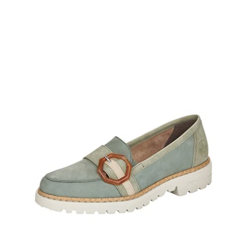 Rieker Damen Loafer 54864-52 grün Gr. 41 von Rieker