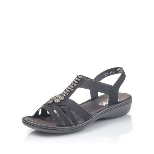 Rieker Damen Riemchensandalen 60806, Frauen Sandalen,Strandschuhe,Sandaletten,Sommersandalen,bequem,flach,Sommerschuhe,schwarz (00),40 EU / 6.5 UK von Rieker