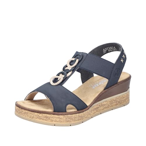 Rieker Damen 63798 Keilsandaletten, Blau, 43 EU von Rieker