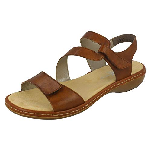 Rieker Sphere Womens Riptape Sandals 42 EU 24 Tan Lea von Rieker