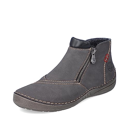 Rieker Damen Ankle Boots 52581, Frauen Stiefeletten,reißverschluss,Bootee,Booties,halbstiefel,Kurzstiefel,uebergangsschuhe,grau (45),38 EU / 5 UK von Rieker