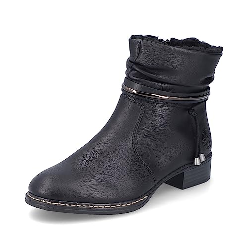 Rieker Damen Ankle Boots 73456, Frauen Stiefeletten,halbstiefel,Kurzstiefel,uebergangsschuhe,uebergangsstiefel,flach,schwarz (00),39 EU / 6 UK von Rieker
