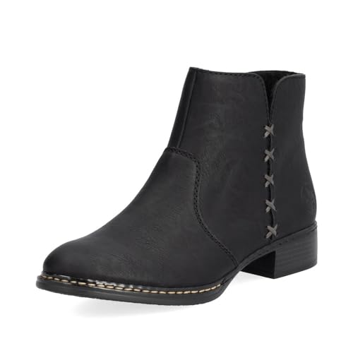 Rieker Damen Ankle Boots 73475, Frauen Stiefeletten,reißverschluss,Bootee,Booties,halbstiefel,Kurzstiefel,schwarz (00),38 EU / 5 UK von Rieker