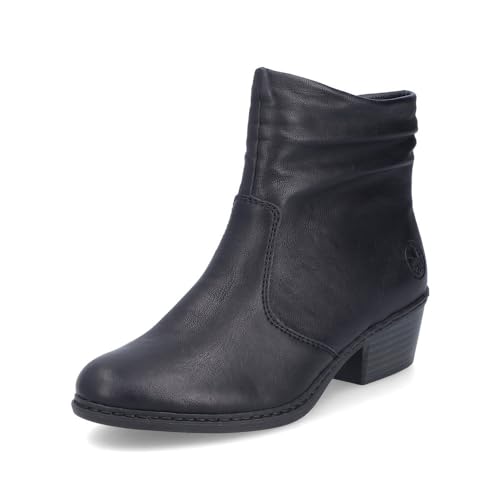 Rieker Damen Ankle Boots 75556, Frauen Stiefeletten,reißverschluss,Bootee,Booties,halbstiefel,Kurzstiefel,schwarz (00),38 EU / 5 UK von Rieker