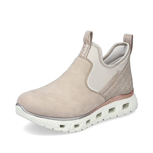Rieker Damen Ankle Boots M6053, Frauen Stiefeletten,halbstiefel,Kurzstiefel,uebergangsschuhe,uebergangsstiefel,gefüttert,beige (62),40 EU / 6.5 UK von Rieker