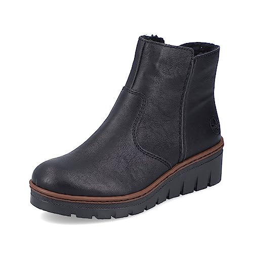 Rieker Damen Ankle Boots X9165, Frauen Stiefeletten,gefüttert,Winterstiefeletten,Stiefel,Bootee,Booties,halbstiefel,schwarz (00),36 EU / 3.5 UK von Rieker