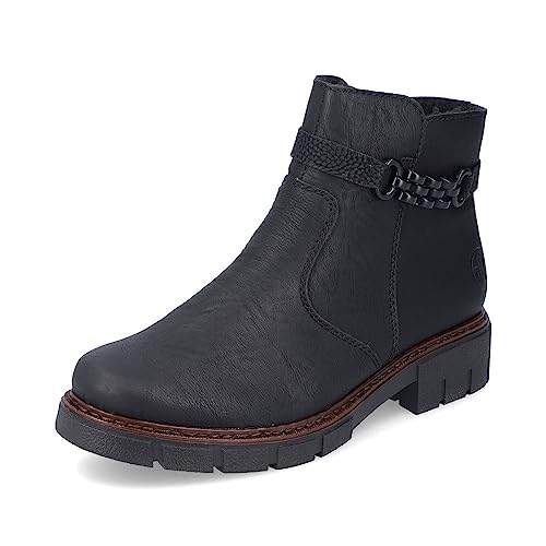 Rieker Damen Ankle Boots Z3566, Frauen Stiefeletten,halbstiefel,kurzstiefel,uebergangsschuhe,uebergangsstiefel,flach,schwarz (00),39 EU / 6 UK von Rieker