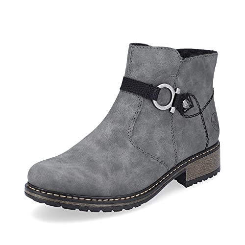 Rieker Damen Ankle Boots Z6869, Frauen Stiefeletten,halbstiefel,Kurzstiefel,uebergangsschuhe,uebergangsstiefel,gefüttert,grau (45),40 EU / 6.5 UK von Rieker