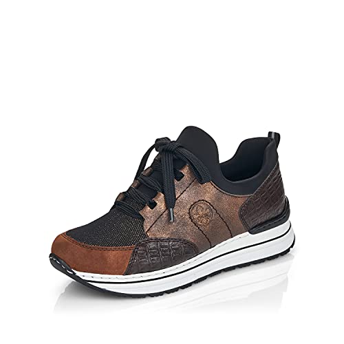 Rieker Damen Bequemschuhe N6983, Frauen Schnürhalbschuhe,lose Einlage,schnürschuhe,bequem,Women's,Lady,Ladies,braun Kombi (24),40 EU / 6.5 UK von Rieker