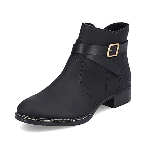 Rieker Damen Biker Boots 73495, Frauen Stiefeletten,halbstiefel,Kurzstiefel,uebergangsschuhe,uebergangsstiefel,flach,schwarz (00),39 EU / 6 UK von Rieker