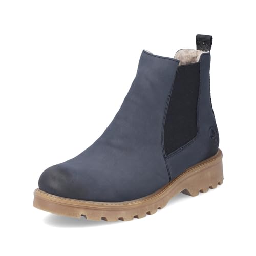 Rieker Damen Chelsea Boots 73250, Frauen Stiefeletten,Winterstiefeletten,Winterschuhe,gefüttert,Stiefel,Bootee,Booties,blau (14),43 EU / 9 UK von Rieker