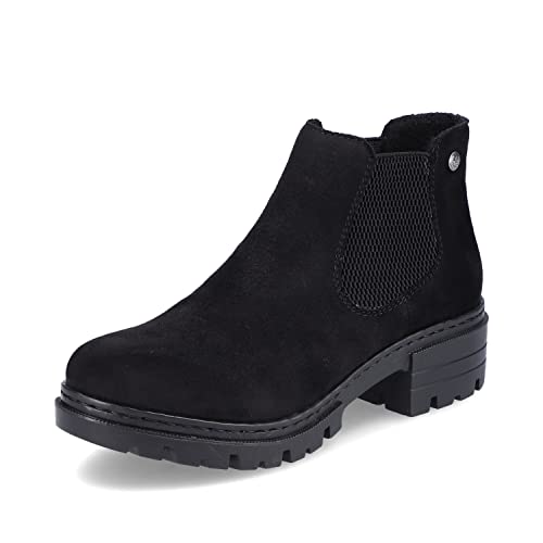 Rieker Damen Chelsea Boots 76884, Frauen Stiefeletten,Kurzstiefel,uebergangsschuhe,Schlupfstiefel,flach,Woman,schwarz (00),41 EU / 7.5 UK von Rieker