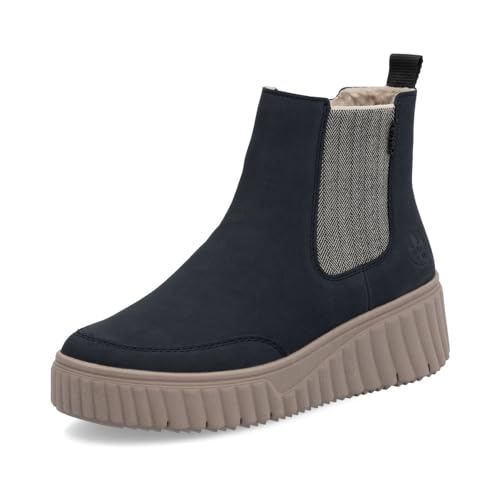 Rieker Damen Chelsea Boots N2553, Frauen Stiefeletten, lose Einlage,Booties,halbstiefel,Kurzstiefel,uebergangsschuhe,blau (14),40 EU / 6.5 UK von Rieker