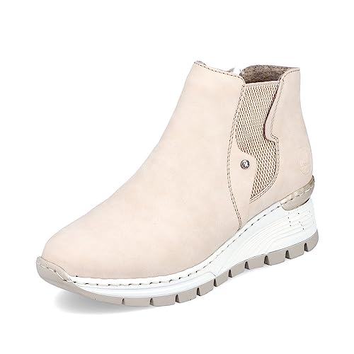 Rieker Damen Chelsea Boots N8361, Frauen Stiefeletten,lose Einlage,Kurzstiefel,uebergangsschuhe,uebergangsstiefel,flach,beige (62),39 EU / 6 UK von Rieker