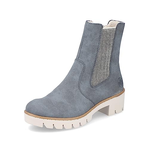 Rieker Damen Chelsea Boots X5780, Frauen Stiefeletten,uebergangsschuhe,uebergangsstiefel,schlupfstiefel,hoch,stiefel,bootee,blau (14),40 EU / 6.5 UK von Rieker