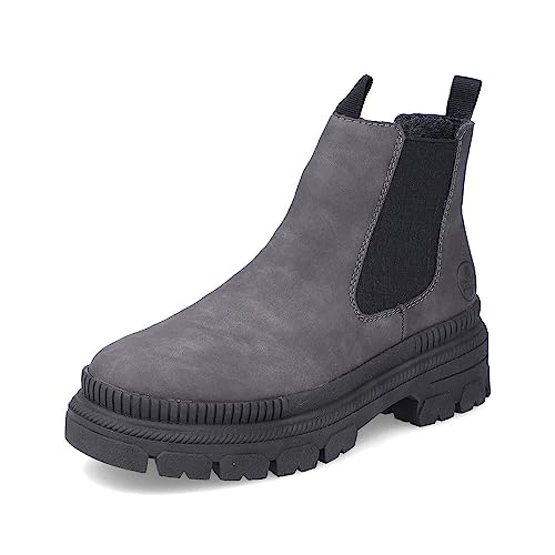 Rieker Damen Chelsea Boots Y9354, Frauen Stiefeletten,uebergangsschuhe,uebergangsstiefel,schlupfstiefel,flach,stiefel,bootee,grau (45),37 EU / 4 UK von Rieker