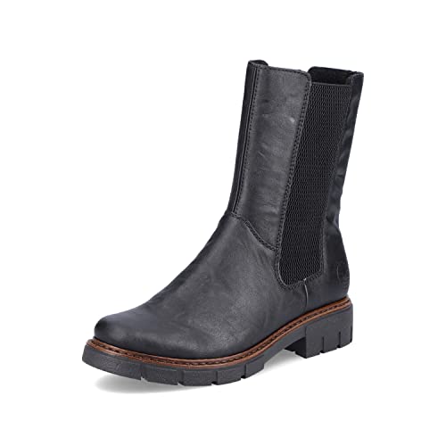 Rieker Damen Chelsea Boots Z3582, Frauen Stiefeletten,Schlupfstiefel,flach,Boots,Stiefel,Booties,halbstiefel,Kurzstiefel,schwarz (00),42 EU / 8 UK von Rieker