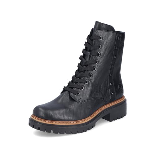 Rieker Damen Combat Boots 72647, Frauen Stiefeletten,schnürstiefel,Stiefel,Bootee,Booties,halbstiefel,Kurzstiefel,schwarz (00),42 EU / 8 UK von Rieker