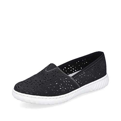 Rieker Damen Flats N0955, Frauen Espadrilles,Halbschuhe,umflochten,maritim,espandrillos,Espandrilles,Sommerschuhe,schwarz (00),36 EU / 3.5 UK von Rieker