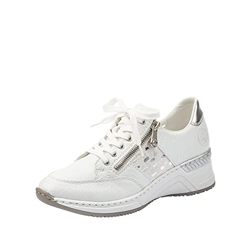 Rieker Damen Frühjahr/ Sommer Sneaker, Weiß Weiss Weiss Silber Argento 80 80, 36 EU von Rieker